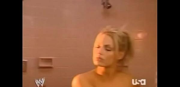  Mickie James lets Trish Stratus know she has nice boobs